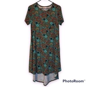 LULAROE Womens Bright Print High Low Comfort Stretch Like New Dress Size Small